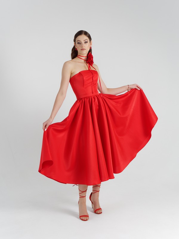 Вечернее платье Лючия миди красный